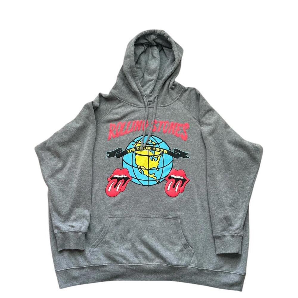 Torrid Rolling Stones US Tour 1978 Puff Hoodie Sweater Gray Plus Sz 3 3XL Retro